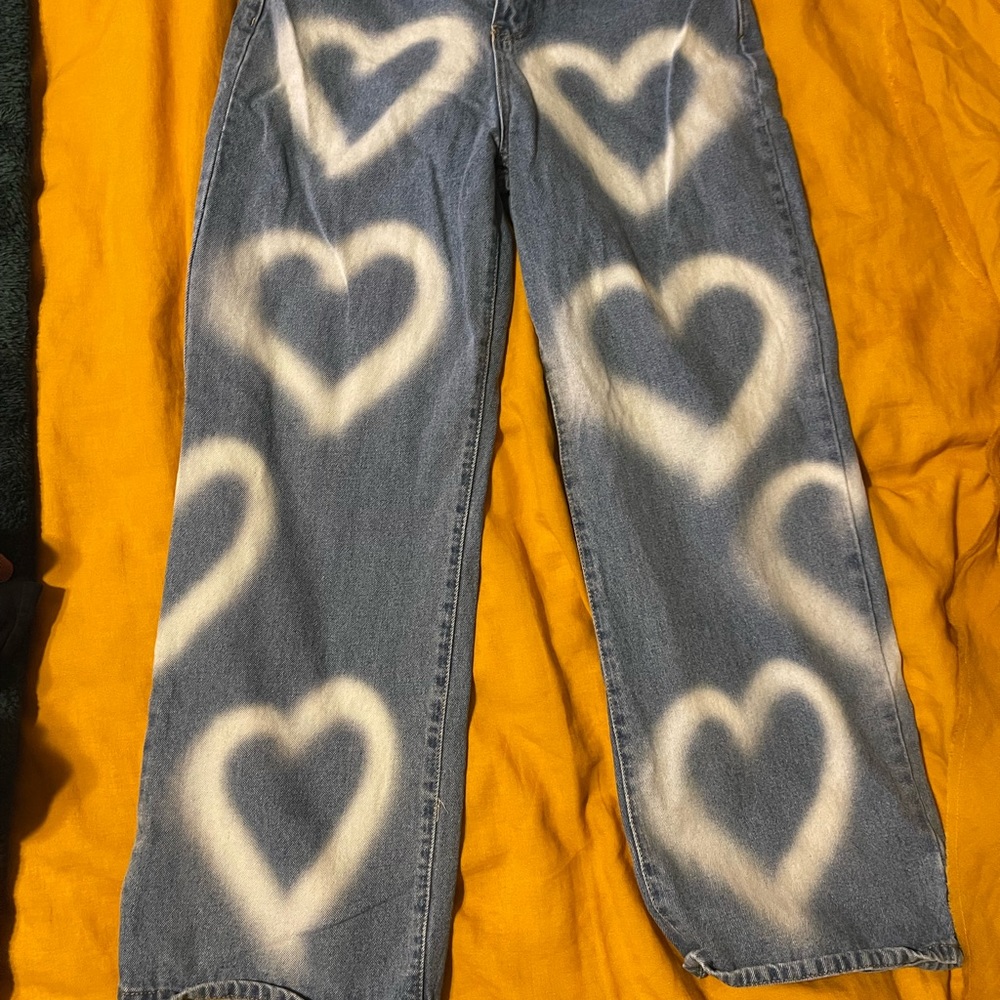 Wide Leg High Waisted heart jeans - Adika